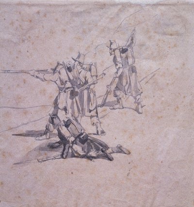 Dört asker iş başında by Giovanni Fattori