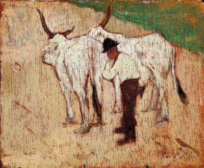 Çoban ve sığır, Giovanni Fattori (1825-1908), panel üzerine yağlı boya by Giovanni Fattori