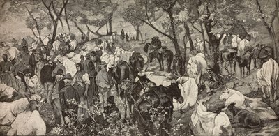Toskana Apenninleri'ndeki pazar, L'Illustrazione Italiana'dan Giovanni Fattori'nin (1825-1908) bir resminden gravür, No 7, 13 Şubat by Giovanni Fattori