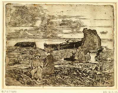 Giovanni Fattori (1825-1908) tarafından dinlenen denizciler, gravür by Giovanni Fattori