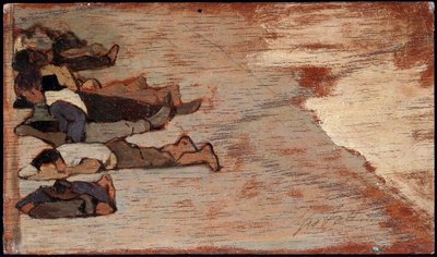 İşçilerin kestirmesi - Boyama by Giovanni Fattori