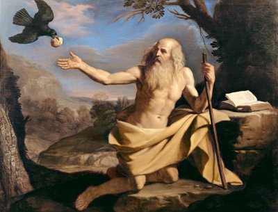 Aziz Paul Hermit kuzgun tarafından besleniyor by Giovanni Francesco Barbieri