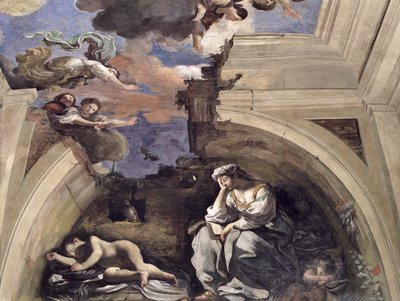 Sala di Aurora Şafak Salonu, bir Gece Alegorisinin detayı, panelde 1621 ılıman by Giovanni Francesco Barbieri