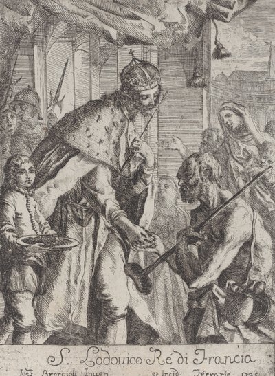 Saint Louis fakirlere sadaka veriyor, 1735. by Giovanni Francesco Braccioli