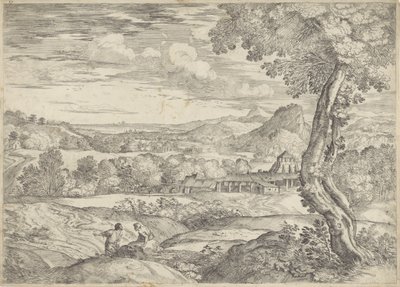 Bir tuğla fabrikası ile manzara by Giovanni Francesco Grimaldi
