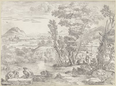 Dört zar ile manzara by Giovanni Francesco Grimaldi