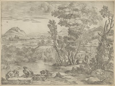 Dört zar ile manzara by Giovanni Francesco Grimaldi
