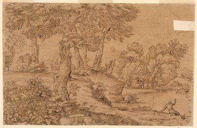 Gölet ile Ormanlık Peyzaj by Giovanni Francesco Grimaldi
