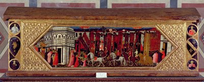 Cassone, S. Giovanni'nin Palio'su sahnesiyle süslenmiş (panelde tempera) by Giovanni Francesco Toscani