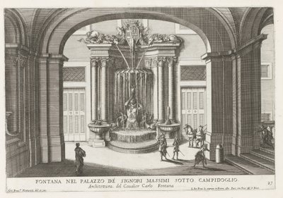 Fontein in de binnenplaats van het Palazzo Massimo di Rignano te Roma Campidoglio