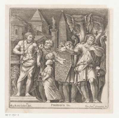 Bir şehirde bir grup figür ve iki fil by Giovanni Francesco Venturini