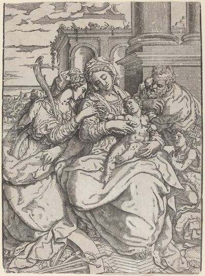 Aziz Catherine ile Madonna ve Çocuk by Giovanni Gallo after Marco Pino