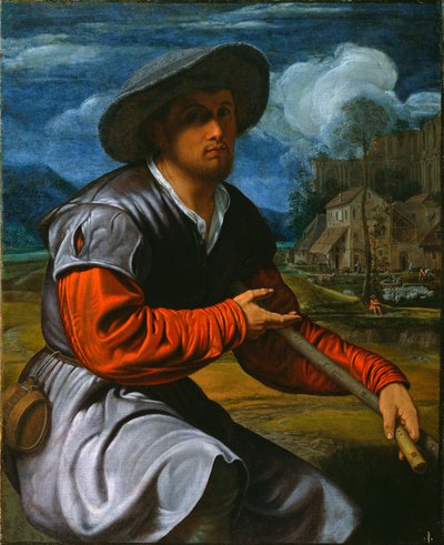 Flütlü Çoban, c.1525 (tuval üzerine yağlı boya) by Giovanni Girolamo Savoldo