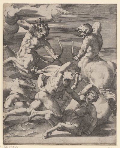 Herkül savaşan centaurlar Herkül ile Sahneler (dizi başlığı) by Giovanni Jacopo Caraglio