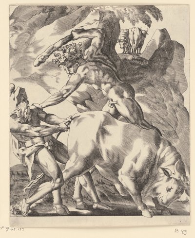 Herkül Cacus ile savaşır Herkül ile Sahneler (dizi başlığı) by Giovanni Jacopo Caraglio