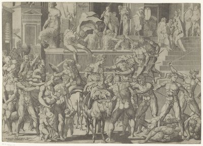 Romalılar ve Sabinler arasındaki savaş Raptus Sabinaro (nesne üzerindeki başlık) by Giovanni Jacopo Caraglio