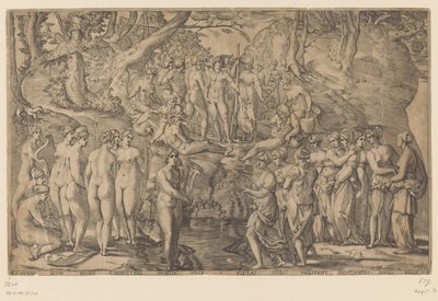 İlham Perileri ve Pierides arasındaki yarışma by Giovanni Jacopo Caraglio