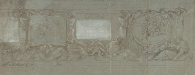 İbrahim'in Kurbanı ve Mısır'a Kaçışı ile Bir Duvar Süsleme Tasarımı, M.Ö. 1600-1647. by Giovanni Lanfranco