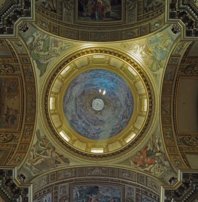 Fresklerle Maderno kubbesinin iç görünümü by Giovanni Lanfranco