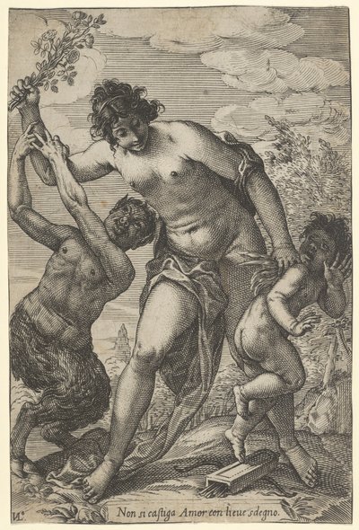 Güllü Venüs Kırbaçlayan Aşk Tanrısı, 17. yüzyılın başları, 17. yüzyılın başları. by Giovanni Luigi Valesio