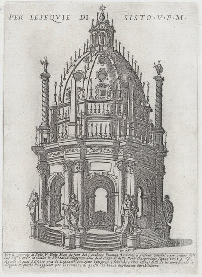 Papa Sixtus V için Katafalque, 1591. by Giovanni Maggi