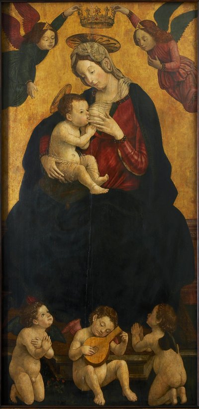 Müzik yapan meleklerle Süt Madonna, 1490-1500. by Giovanni Martino Spanzotti