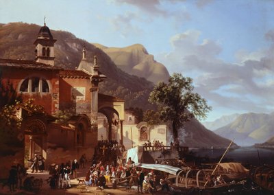 Göl kıyısında alayı, Giovanni Migliara (1785-1837) by Giovanni Migliara
