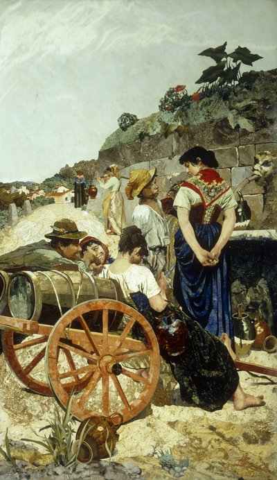 Bir İtalyan Pazar Sahnesi (mozaik) by Giovanni Montelatici