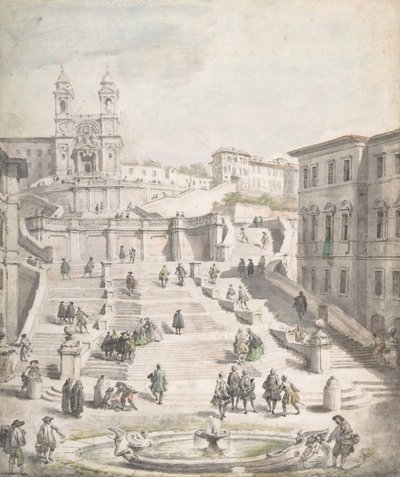 İspanyol Merdivenleri, yaklaşık 1756-58. by Giovanni Paolo Panini