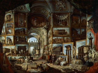 Antik Roma manzaralarının hayali galerisi, yaklaşık 1756, Giovanni Paolo Pannini (1691-1765), tuval üzerine yağlı boya by Giovanni Paolo Pannini