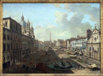 Ön planda Neptün Çeşmesi ile Roma