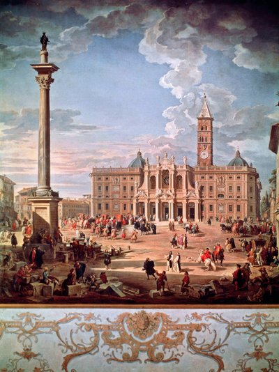 Piazza ve Santa Maria Maggiore Kilisesi by Giovanni Paolo Pannini