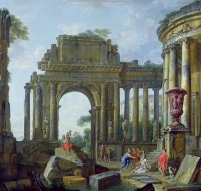 Kör Belisarius ile Roma Harabeleri (tuval üzerine yağlı boya) by Giovanni Paolo Pannini