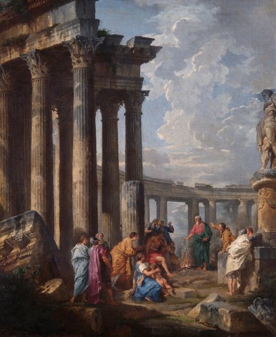 Aziz Paul Malta'da Engereği Kavruyor by Giovanni Paolo Pannini