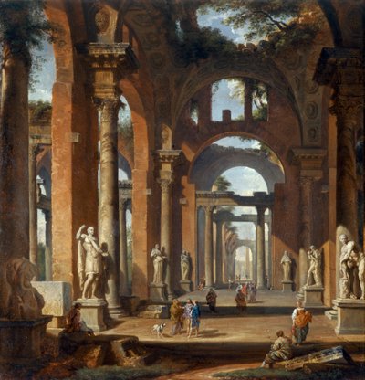 Harap Bir Oyun Salonundaki Heykeller by Giovanni Paolo Pannini