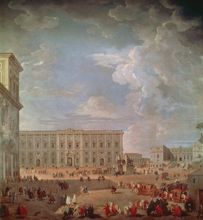 Quirinale ve Piazza di Monte Cavallo manzarası, Giovanni Paolo Pannini (1691-1765), tuval üzerine yağlı boya, 270x254 cm by Giovanni Paolo Pannini