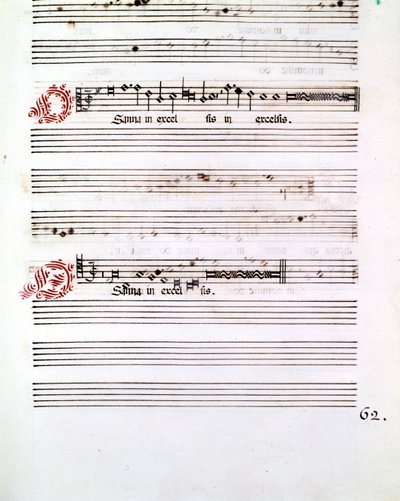 İtalyan besteci Giovanni Pierluigi da Palestrina (1525 - 1594) tarafından yazılan “Messes of Mantua”nın OSANNA el yazması. by Giovanni Pierluigi da (after) Palestrina