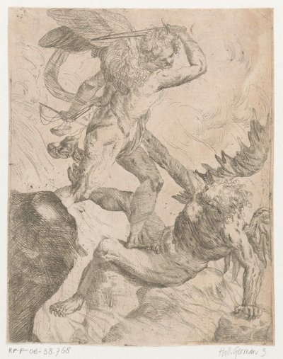 Başmelek Mikail şeytanla savaşıyor by Giovanni Pietro Possenti