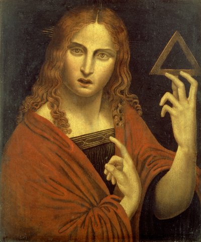 Üçlü Birlik sembolünü tutan Kurtarıcı İsa (panel) by Giovanni Pietro Rizzoli (school of) Giampietrino