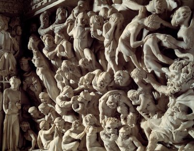 Giovanni Pisano (1248-1314) tarafından gerçekleştirilen Sandalye kabartmalarının detayı: lanetler (Mermer minber kabartmalarının detayı) 1302-1311 Cathedrale de Pisa (Duomo di Pisa), İtalya by Giovanni Pisano