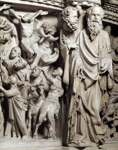 Giovanni Pisano tarafından gerçekleştirilen Sandalye kabartmalarından detay by Giovanni Pisano