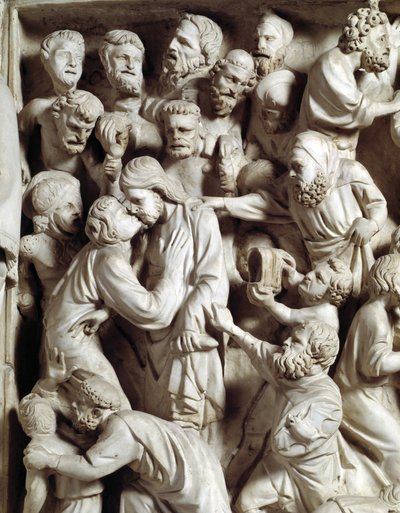 Giovanni Pisano (1248-1314) tarafından gerçekleştirilen Sandalye kabartmalarının detayı: Yahuda