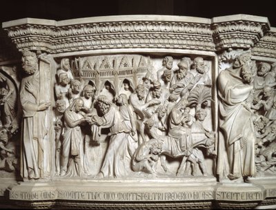 Giovanni Pisano (1248-1314) tarafından gerçekleştirilen Sandalye kabartmalarının detayı: İsa
