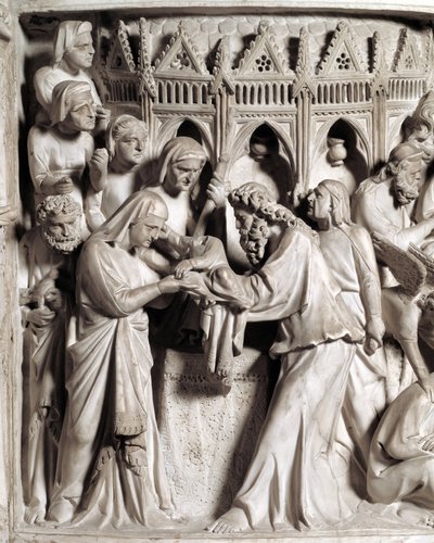 Giovanni Pisano (1248-1314) tarafından gerçekleştirilen Sandalye kabartmalarının detayı: İsa