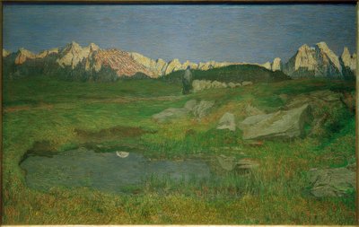 Gün batımında Alp manzarası by Giovanni Segantini