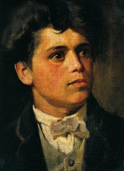20 yaşında otoportre, Giovanni Segantini (1858-1899), tuval üzerine yağlıboya, 35x26 cm by Giovanni Segantini