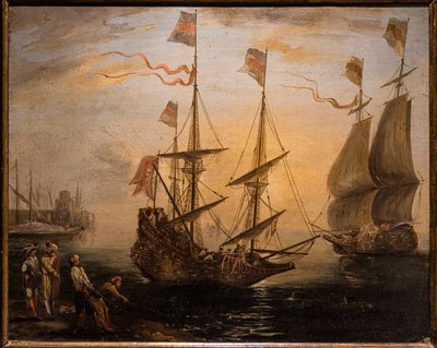 Marina ve iki yelkenli gemi by Giovanni Signorini