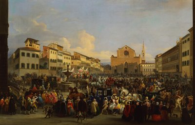 Karnaval sırasında Floransa'da Piazza Santa Croce by Giovanni Signorini