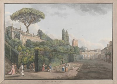 Palazzo Colonna Bahçesi, yak. 1780. Yaratıcılar: Giovanni Volpato, Louis Ducros. by Giovanni Volpato, Louis Ducros