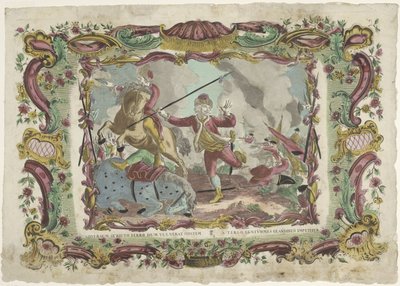 Strijdende soldaten Düşmanı çekilmiş bir kılıçla yaralarken, arkadan ateşli mermilerle saldırıya uğrar (nesne üzerinde başlık) by Giovanni Volpato (possibly)